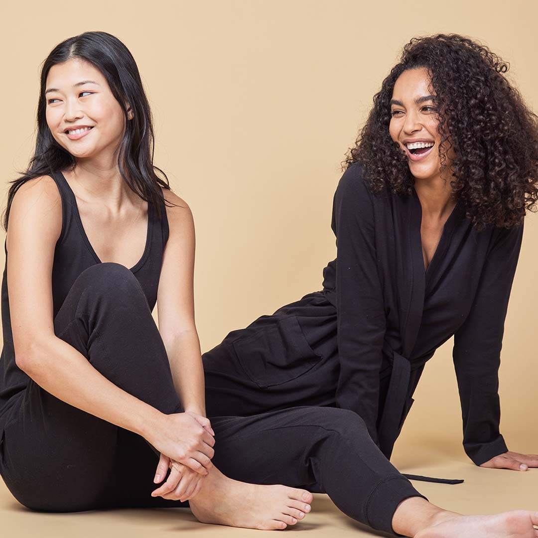 organic cotton lightweight black robe sleepwear