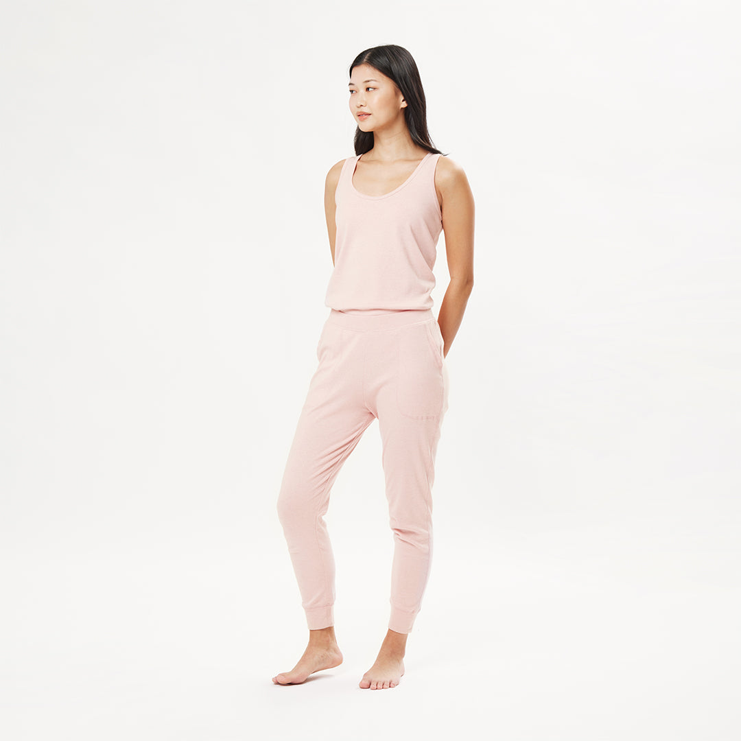 organic cotton blush pink tapered leg joggers loungewear bottoms
