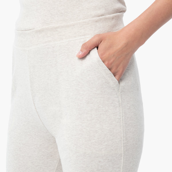 organic cotton natural oatmeal tapered leg joggers loungewear bottoms