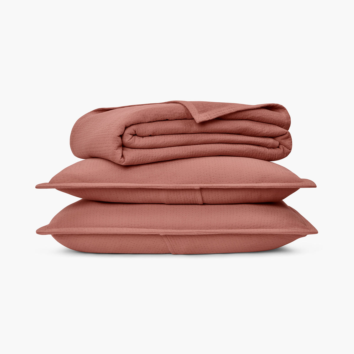 organic matelasse blanket clay stack