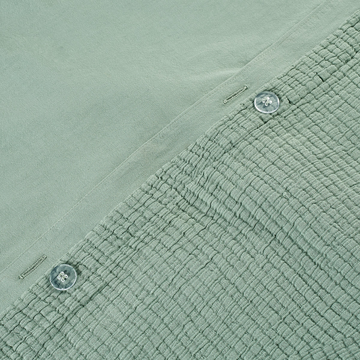 organic cotton crinkle matelasse sage green duvet cover