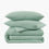 organic cotton crinkle matelasse sage green duvet cover shams set