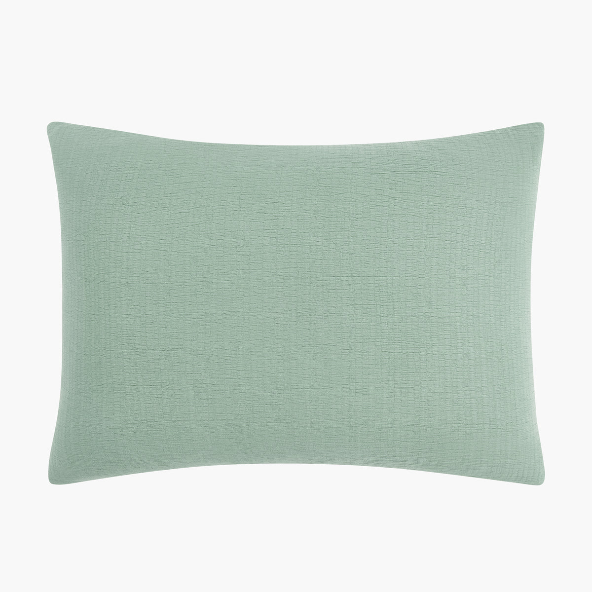 organic cotton crinkle matelasse sage green pillow shams
