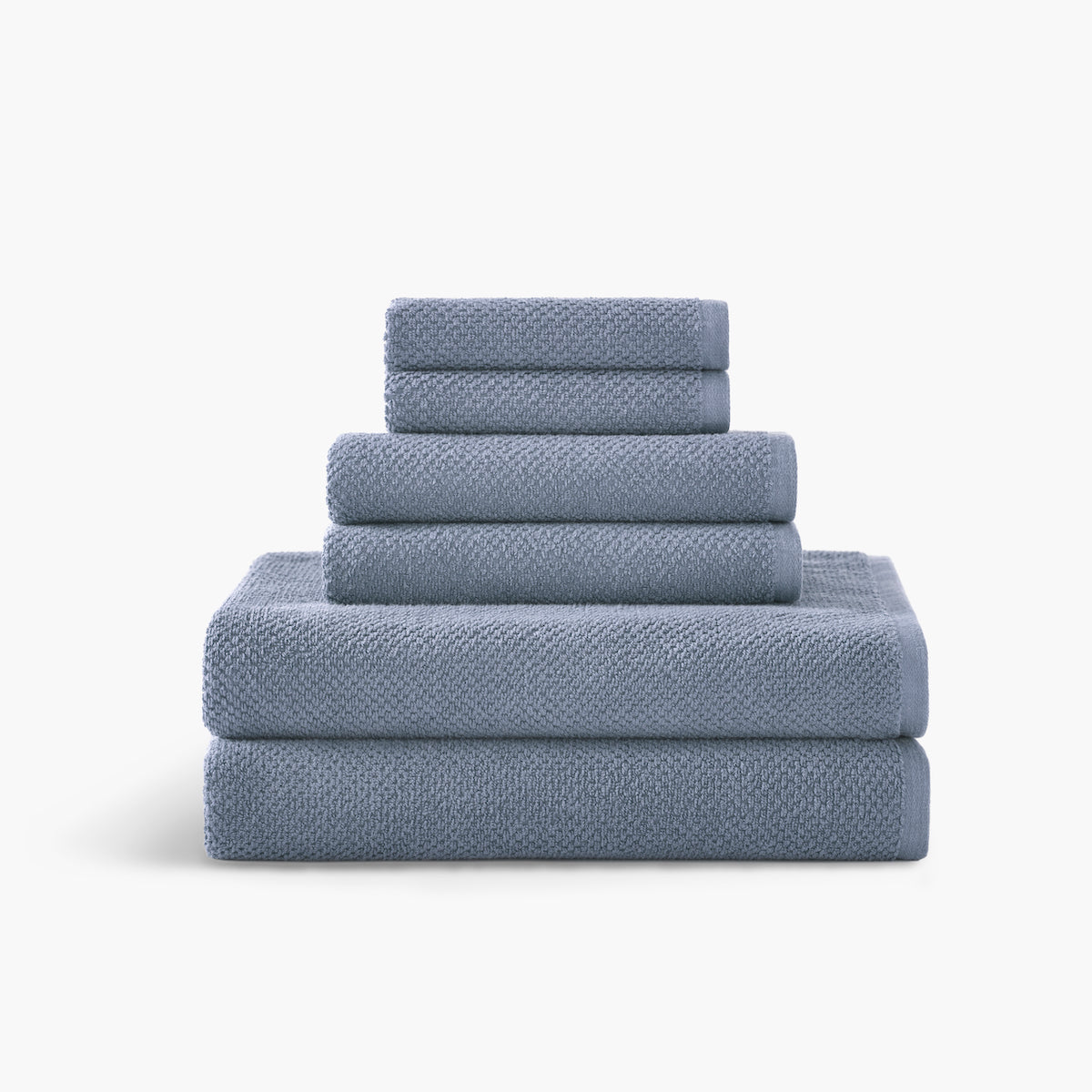 textured organic cotton chambray blue quick dry bath towels
