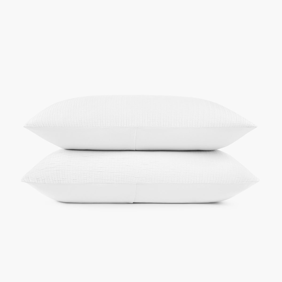 organic cotton crinkle matelasse white pillow shams