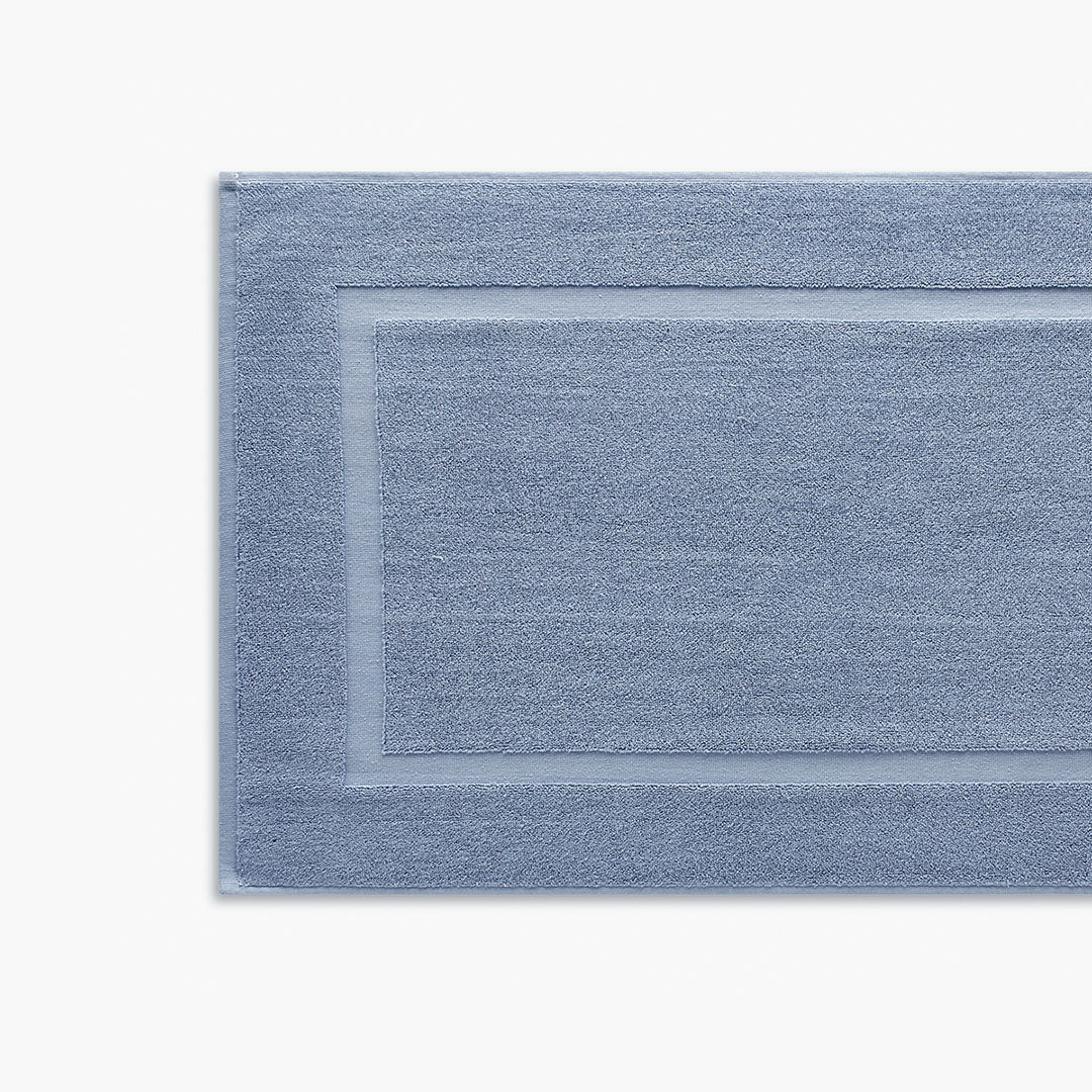 classic chambray blue organic cotton bath mat