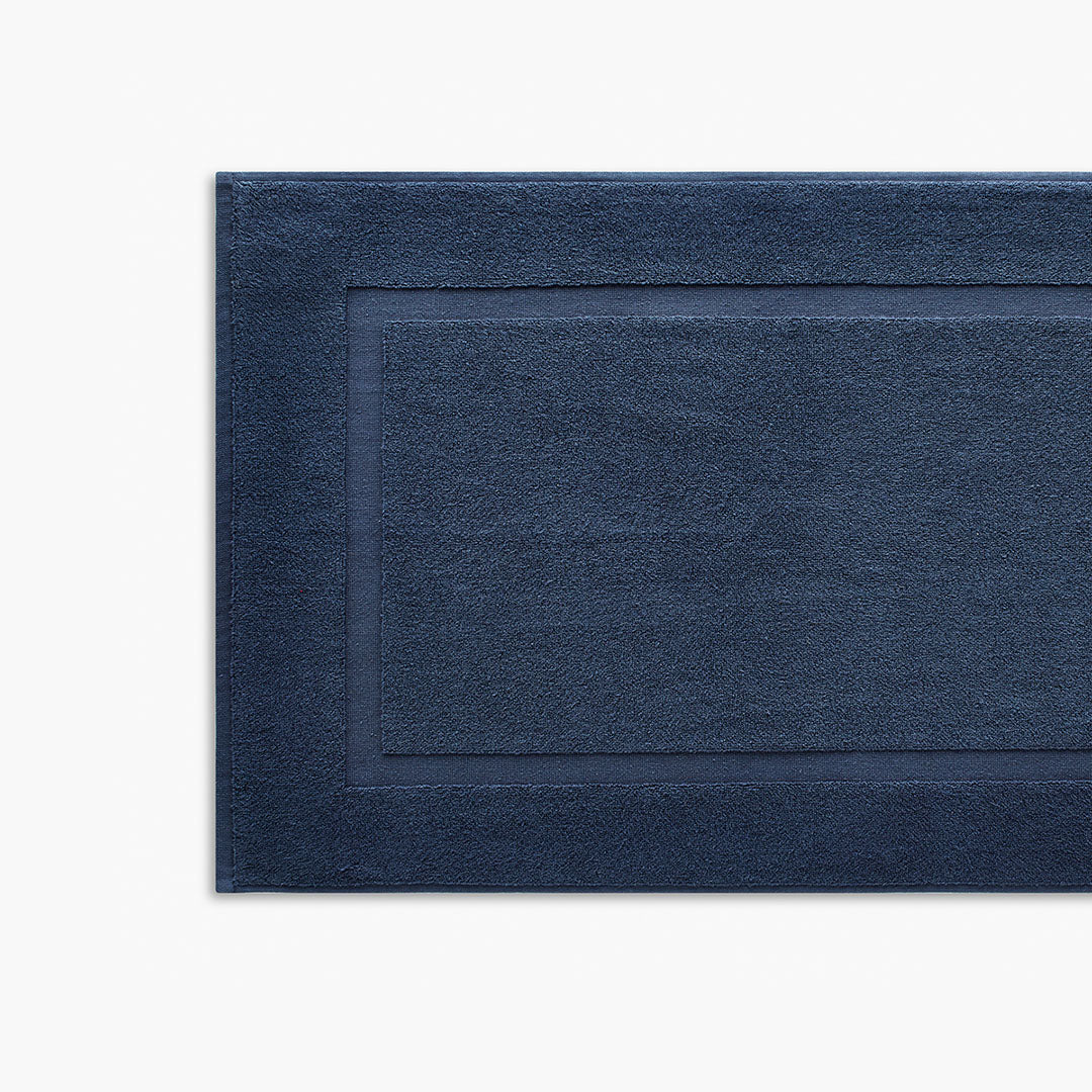 classic navy blue organic cotton bath mat