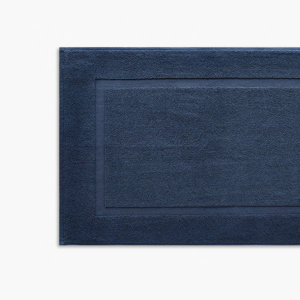 classic navy blue organic cotton bath mat