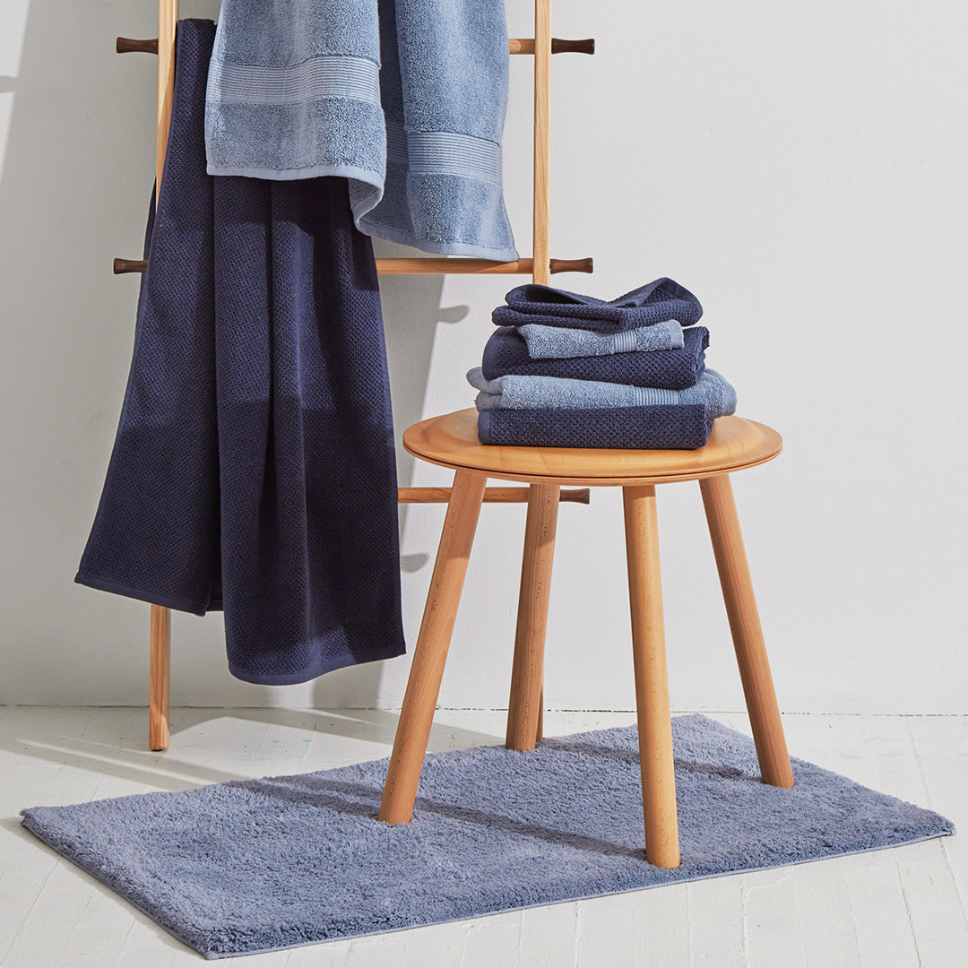 classic chambray blue organic cotton bath collection