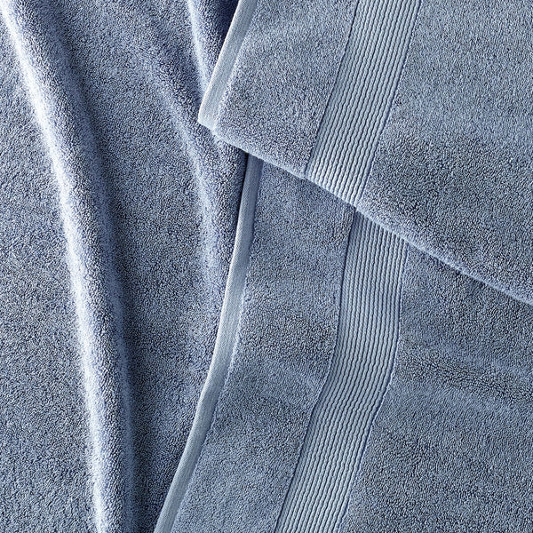 classic chambray blue organic cotton 650 GSM bath towels detail
