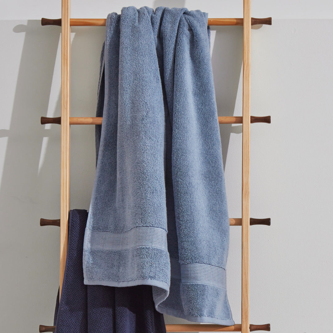 classic chambray blue organic cotton 650 GSM bath towels