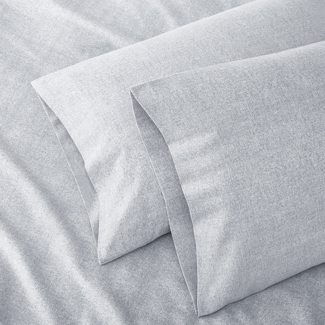 organic cotton bedding heathered grey flannel pillowcases