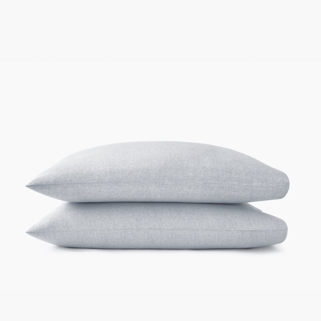organic cotton bedding heathered grey flannel pillowcases