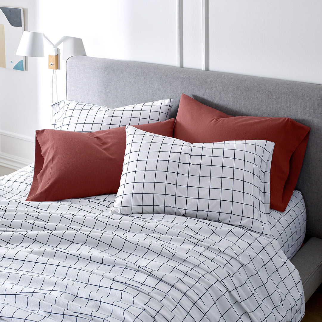 organic cotton bedding spiced apple red flannel pillowcases