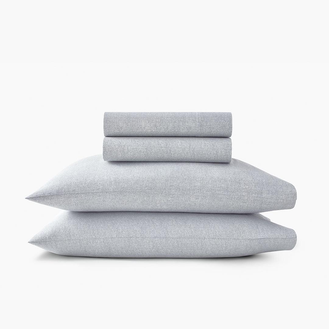 organic cotton bedding heathered gray flannel sheets pillowcases set