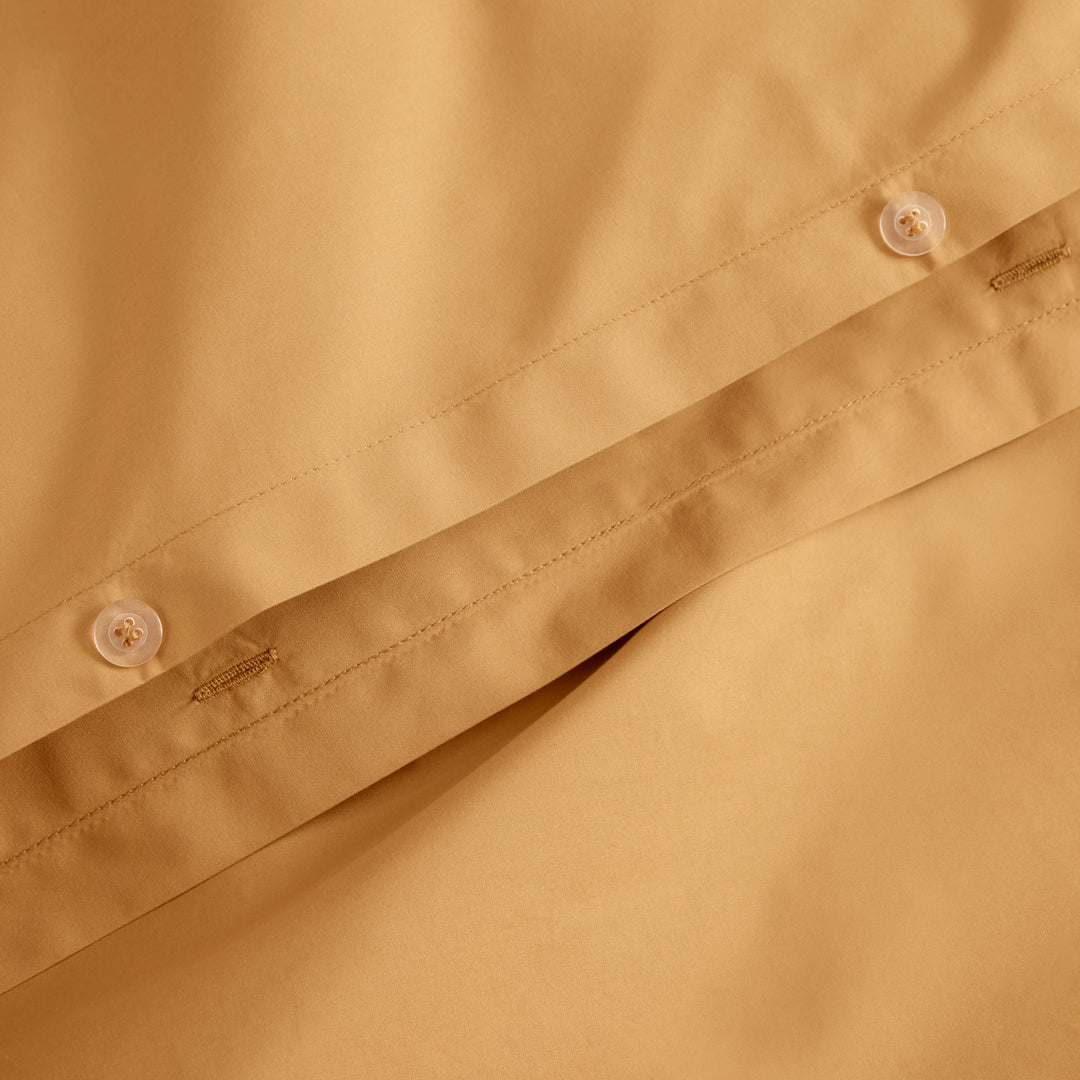 organic cotton percale ochre yellow orange duvet cover pillow shams set