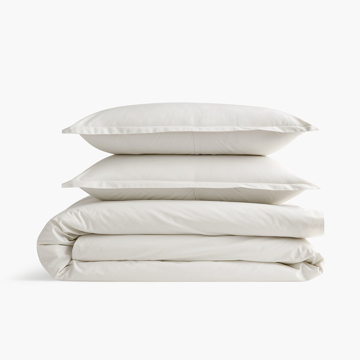 organic cotton percale vapour white duvet cover pillow shams set