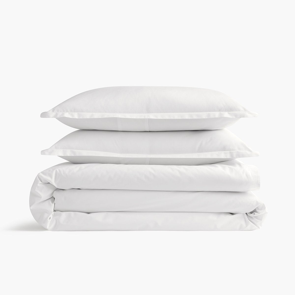 organic cotton percale white duvet cover pillow shams set