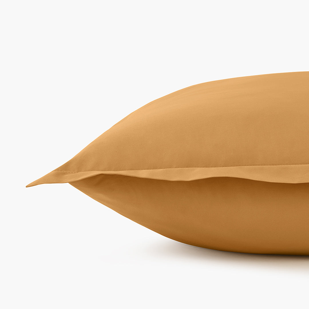 organic cotton percale ochre yellow euro pillow shams