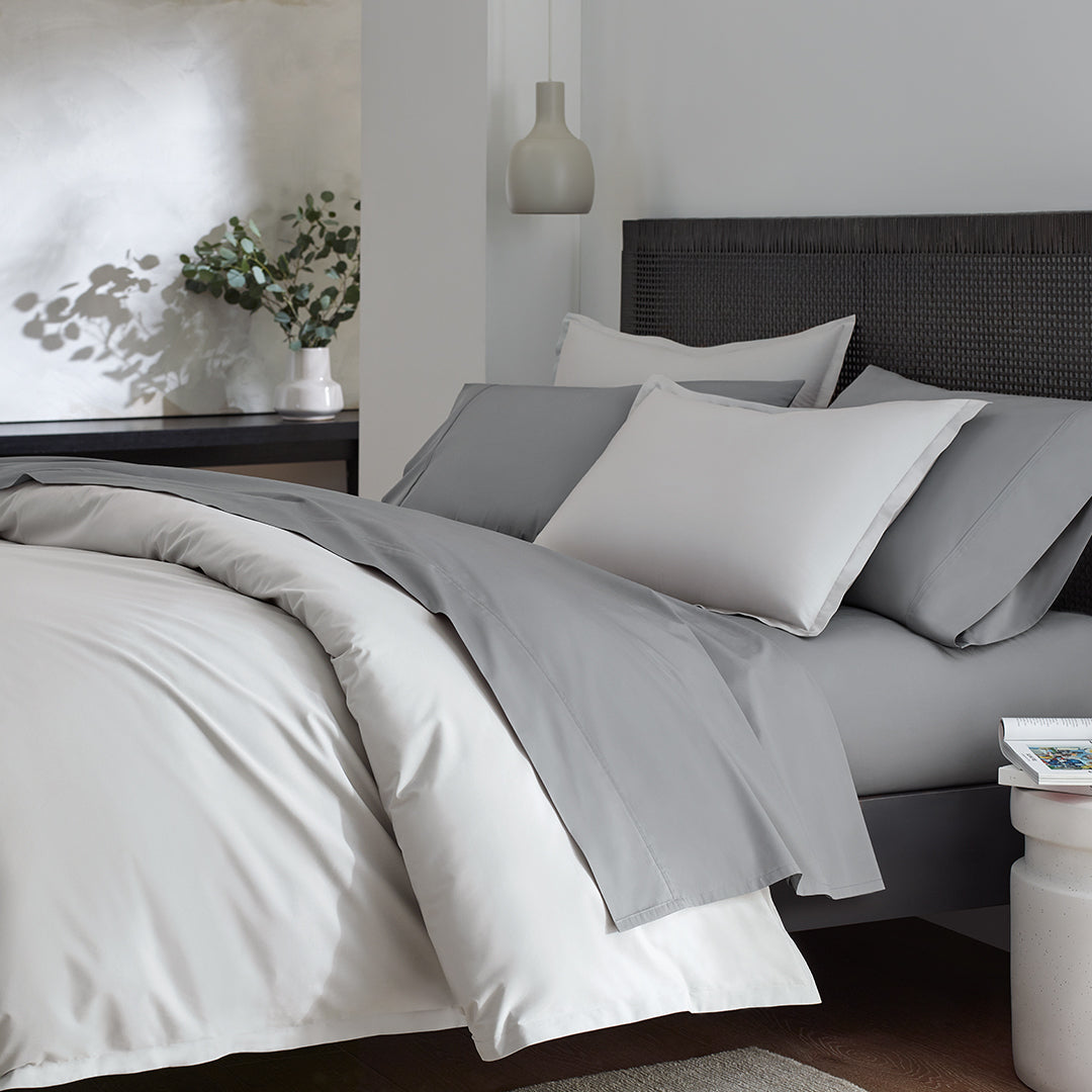 organic cotton percale concrete gray cooling pillowcases set