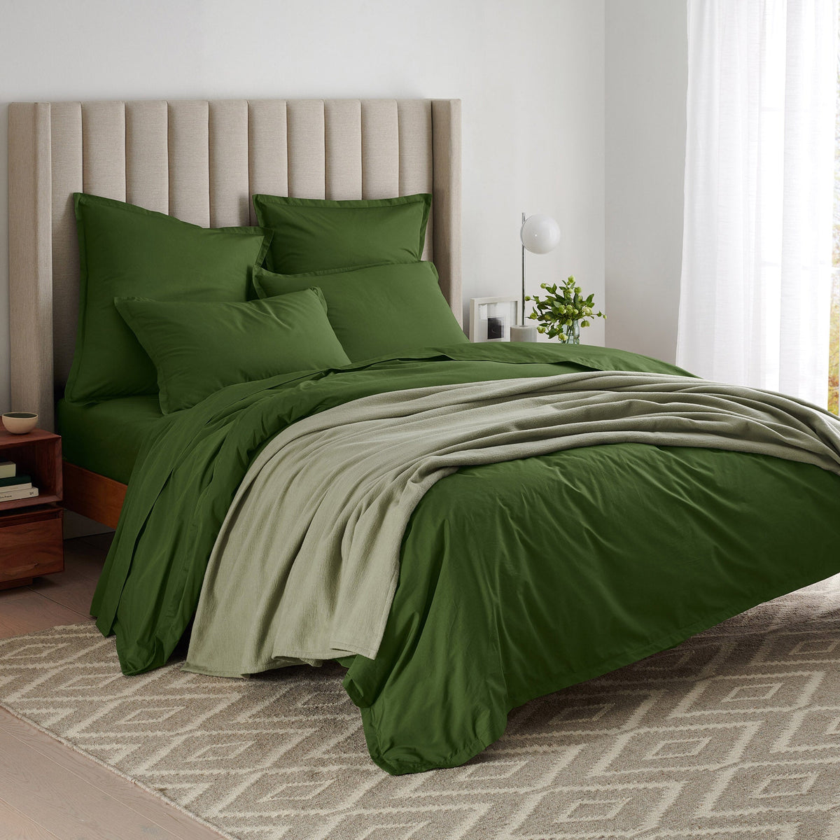 organic cotton percale pillowcase set forest green lifestyle