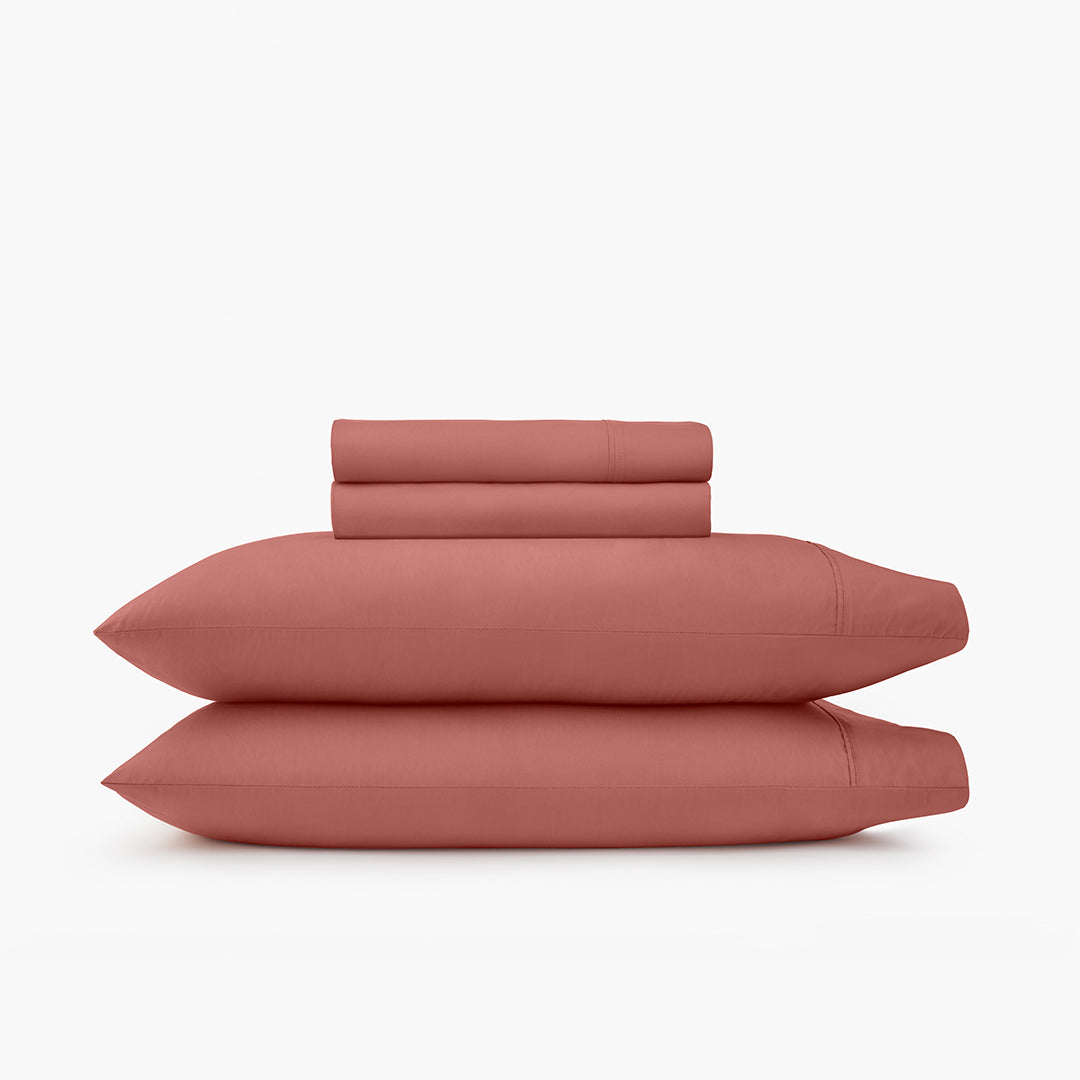 organic cotton percale clay red cooling sheets pillowcases set