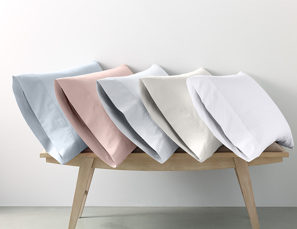 organic cotton percale oyster light gray cooling pillowcases set
