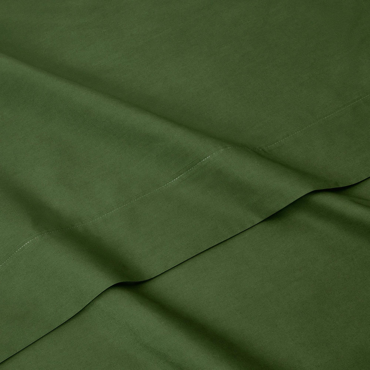 organic cotton percale sheet set forest green detail