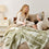 organic cotton wool throw blanket green tartan plaid lifestyle 2