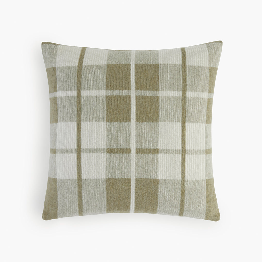 organic cotton wool throw pillow cover green tartan plaid
