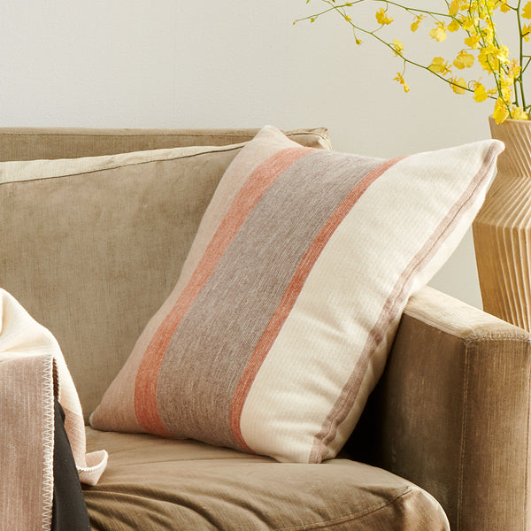 organic cotton wool throw pillow cover sedona stripe lifestyle