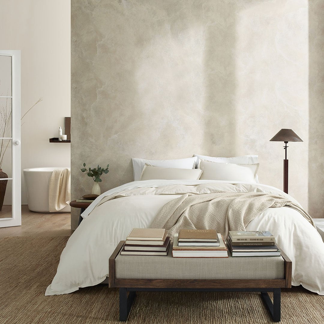 organic sateen sheet set cream lifestyle