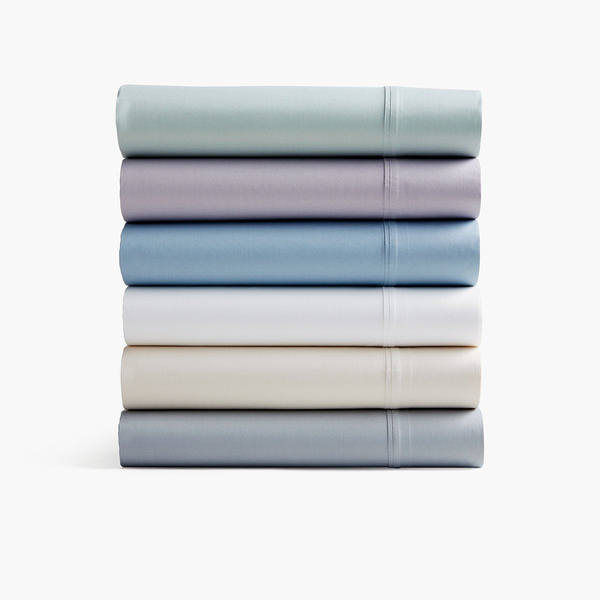 organic sateen sheet set cream stack