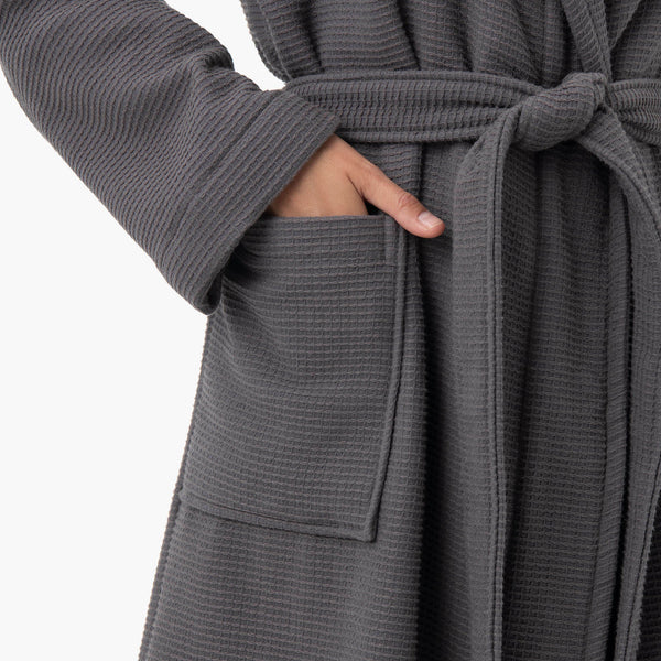 organic waffle robe charcoal