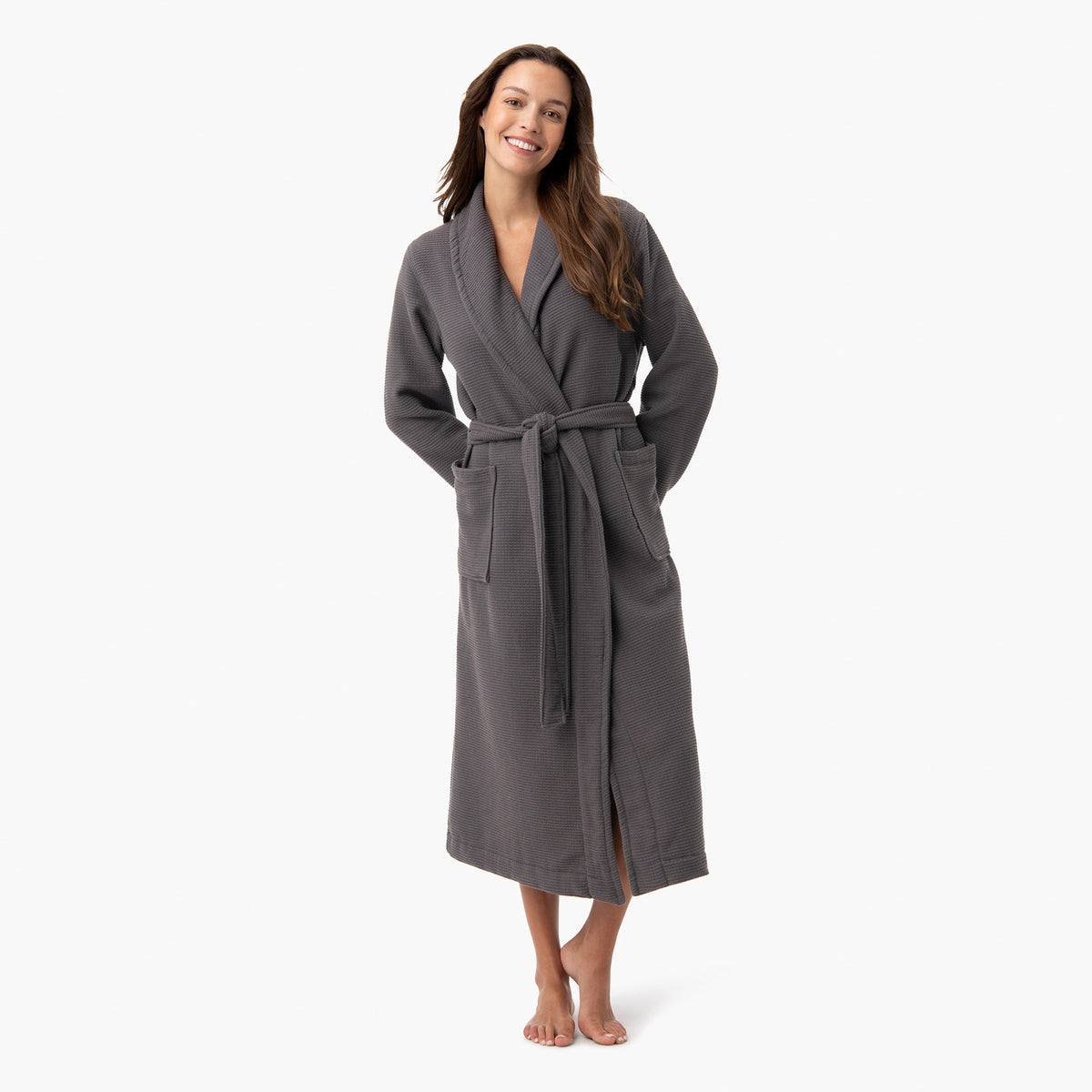 organic waffle robe charcoal