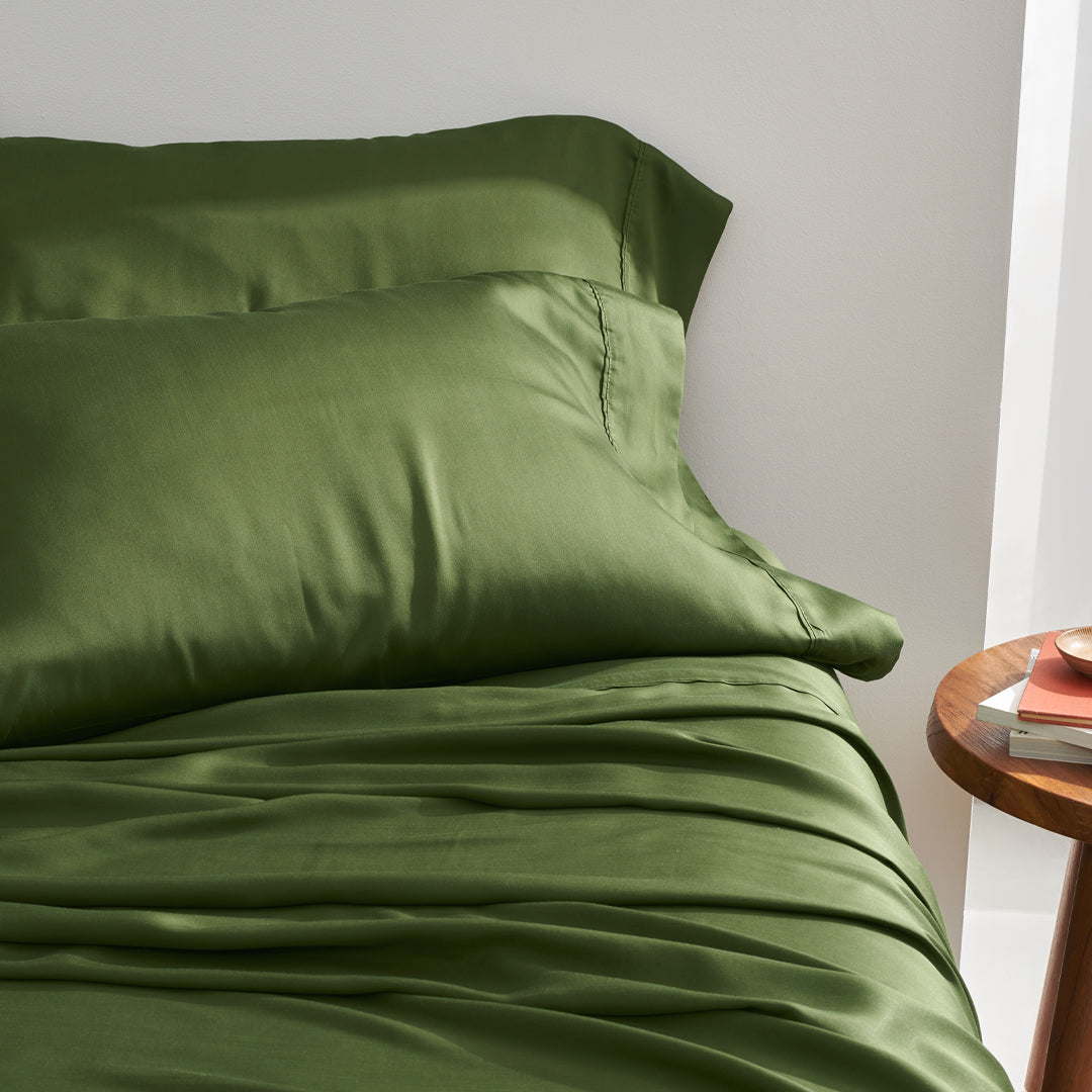 TENCEL Lyocell eucalyptus forest green pillowcases