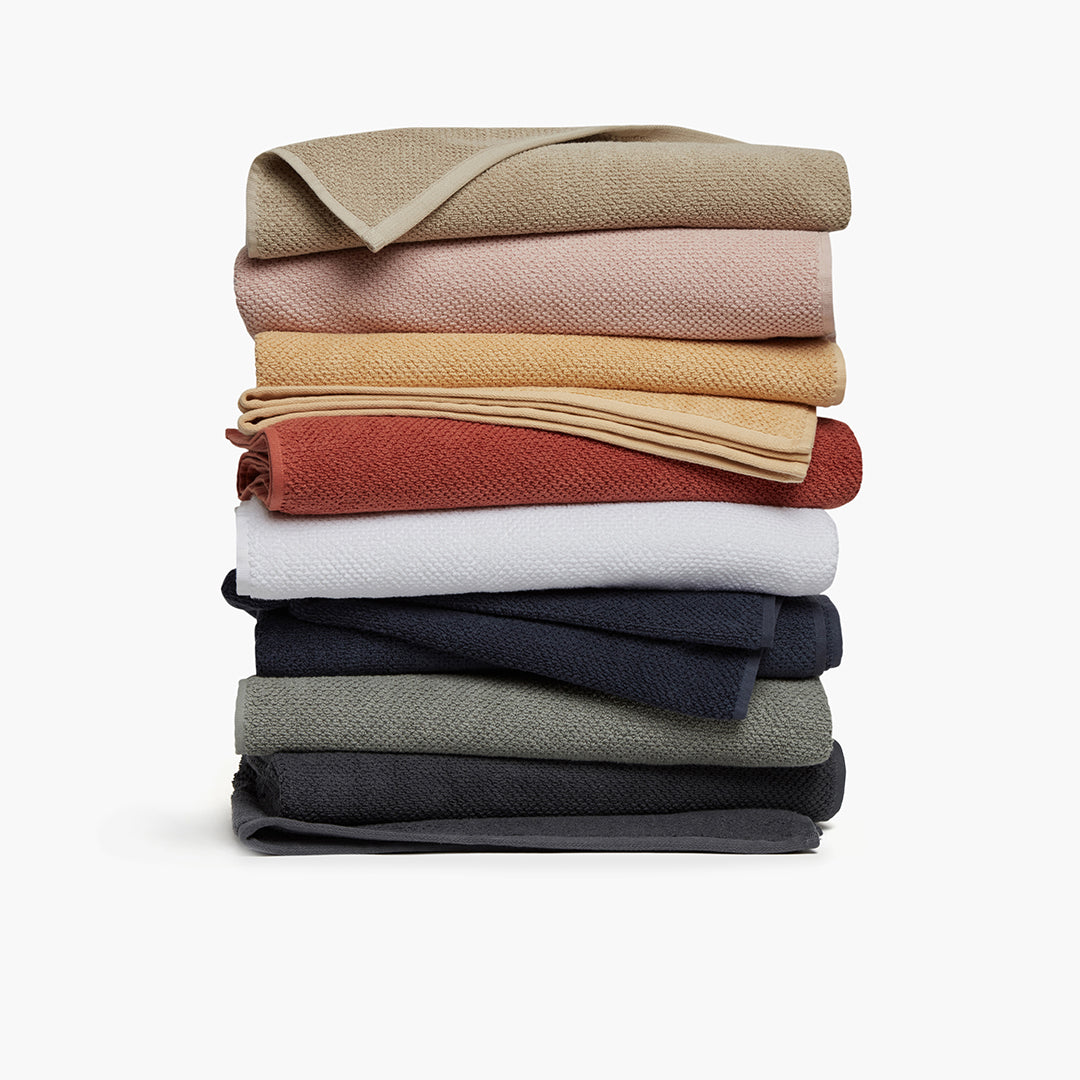 textured organic cotton quick dry bath towels collection