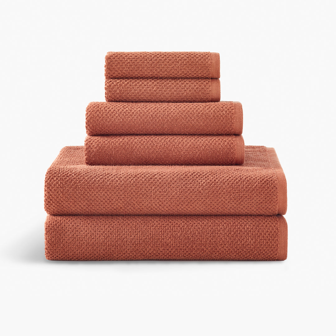 Textured Organic Towel - Terracotta
