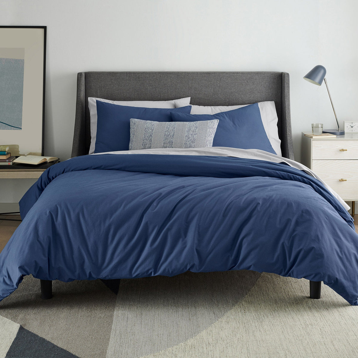 washed cotton duvet set ocean blue lifestyle