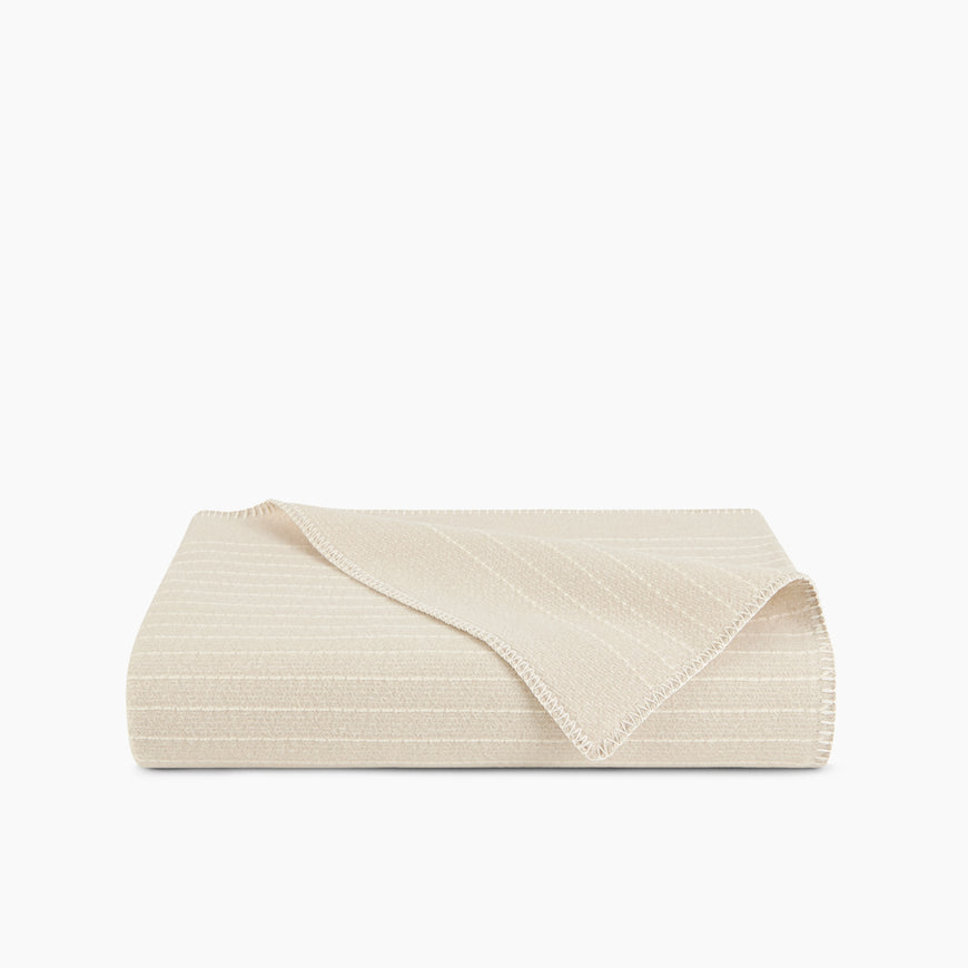 Organic Cotton & Wool Textured Stripe Throw In Wheat
