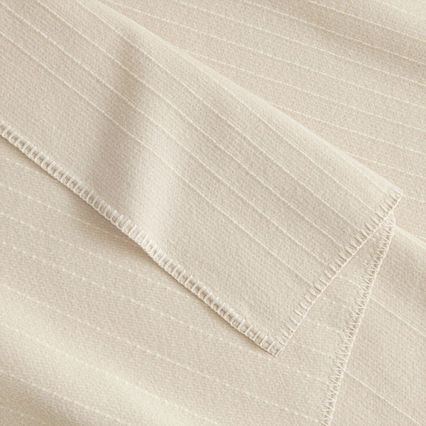 Detail Of Organic Cotton & Wool Textured Stripe Throw In Wheat