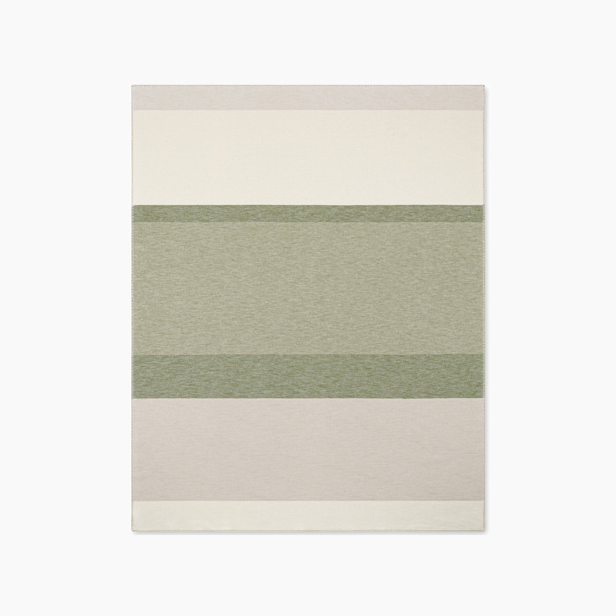 Organic Cotton & Wool Throw In Sage Stripe Laid Flat
