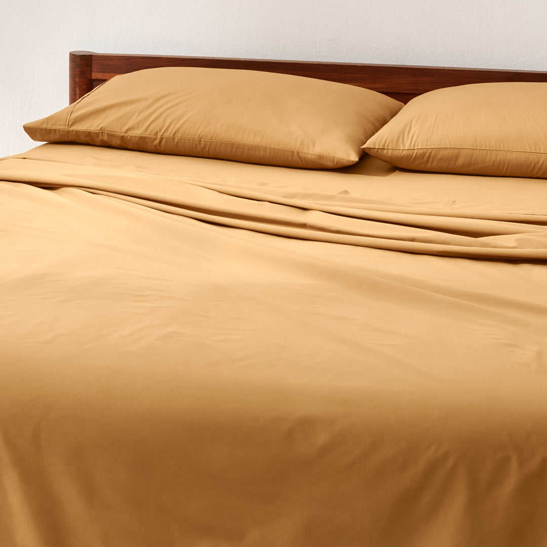 Organic Percale Bedding Set - Clay and Ochre