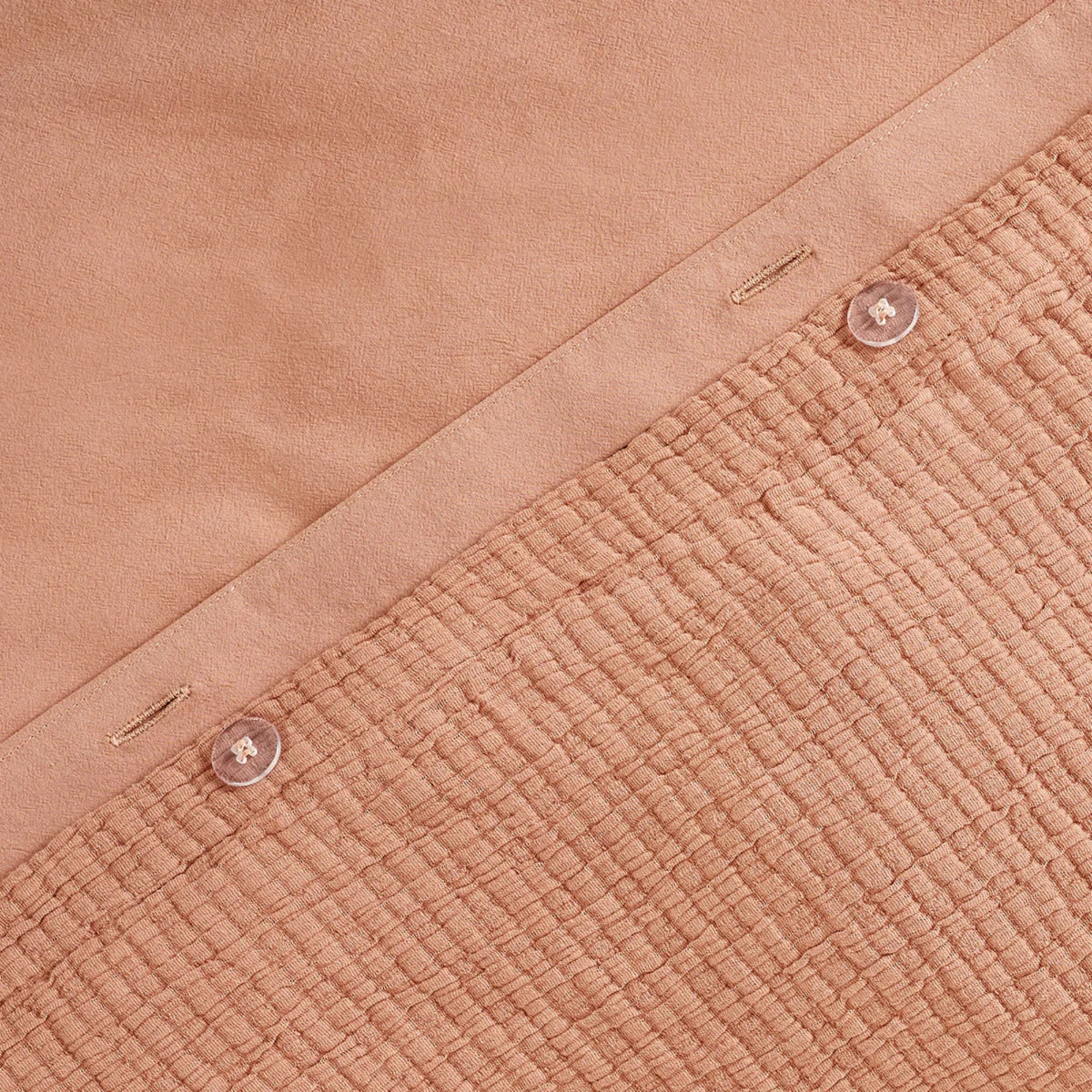 Organic Crinkle Matelasse and Percale Bedding Set - Tuscany and White