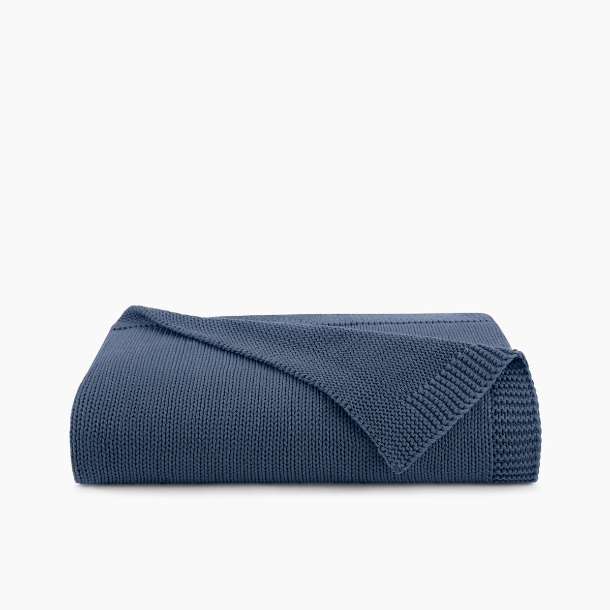 Organic Cotton Chunky Knit Throw In Denim