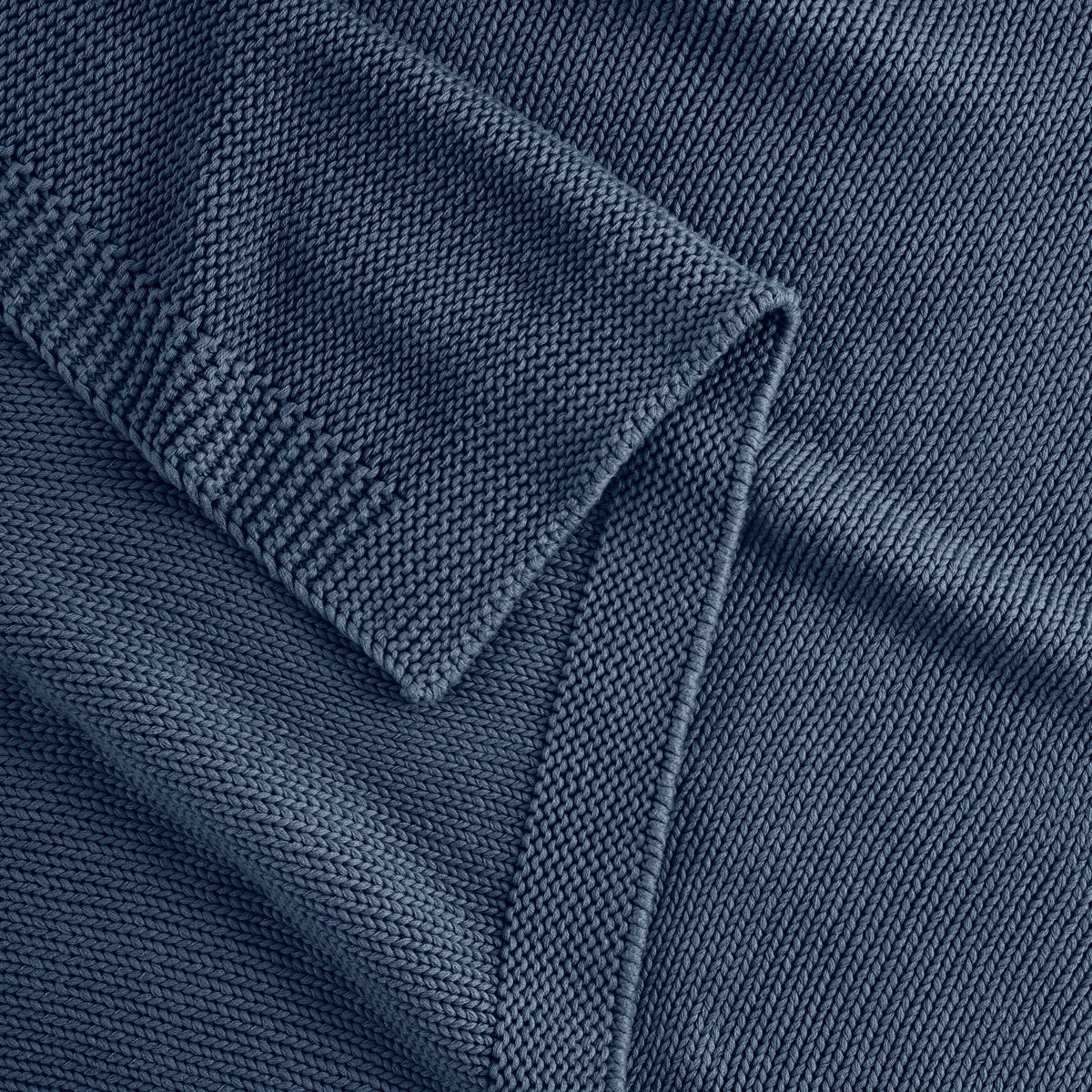 Detail Of Organic Cotton Chunky Knit Throw In Denim