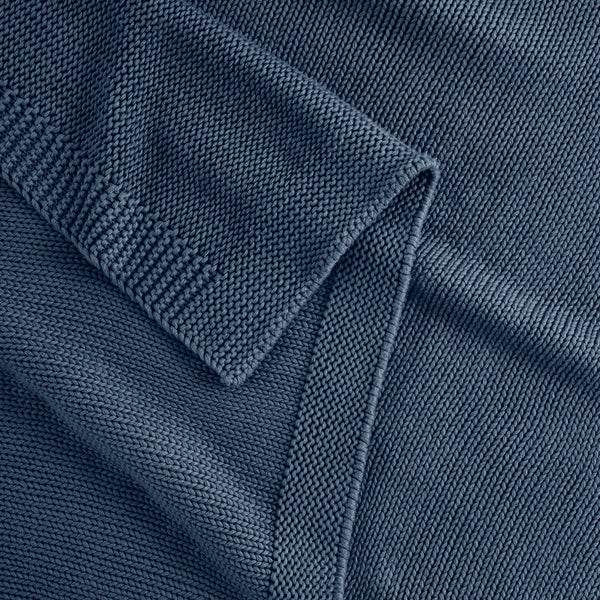 Detail Of Organic Cotton Chunky Knit Throw In Denim