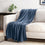Organic Cotton Chunky Knit Throw In Denim On Couch