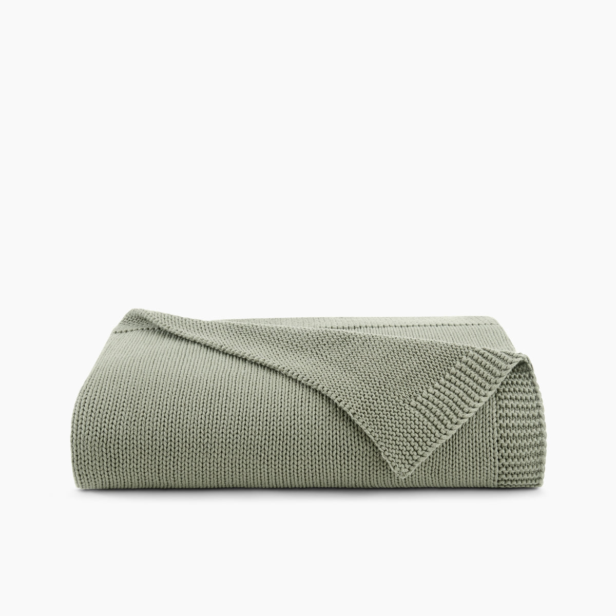 Organic Cotton Chunky Knit Throw In Moss