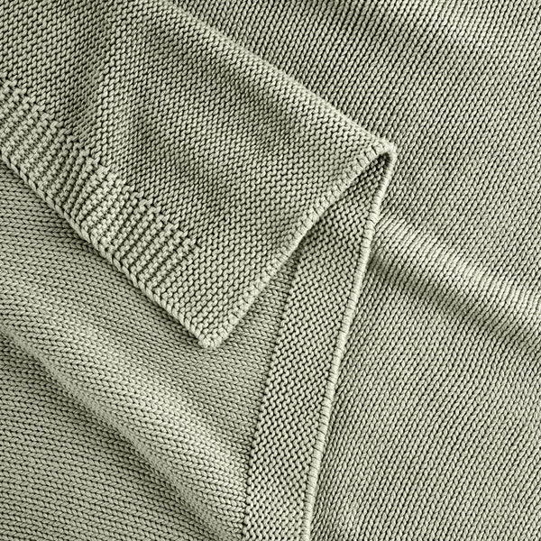 Detail Of Organic Cotton Chunky Knit Throw In Moss